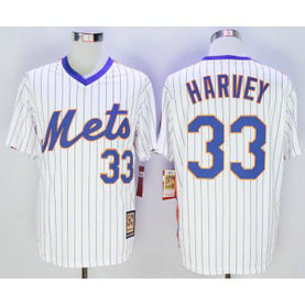 MLB Mets 33 Matt Harvey White Cool Base Cooperstown Men Jersey