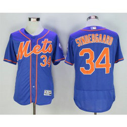 MLB Mets 34 Noah Syndergaard Blue Flexbase Men Jersey