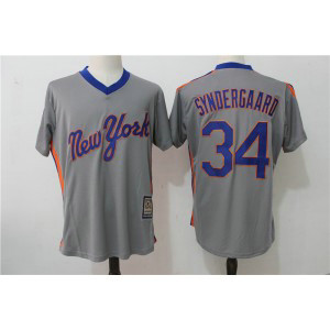 MLB Mets 34 Noah Syndergaard Gray Cool Base Cooperstown Collection Men Jersey