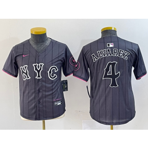 MLB Mets 4 Alyarez Black 2024 City Connect Nike Cool Base Youth Jersey