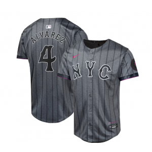 MLB Mets 4 Francisco Alvarez Black 2024 City Connect Nike Cool Base Men Jersey
