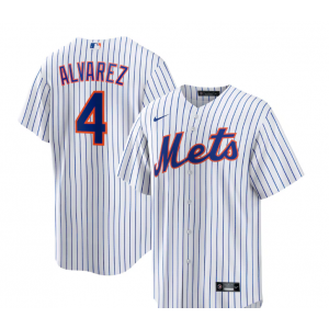 MLB Mets 4 Francisco Alvarez White Nike Cool Base Men Jersey