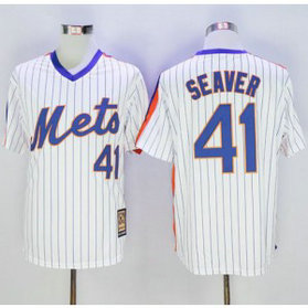 MLB Mets 41 Tom Seaver White Cooperstown Men Jersey
