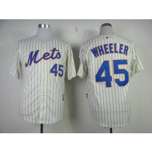 MLB Mets 45 Zack Wheeler Cream Men Jersey