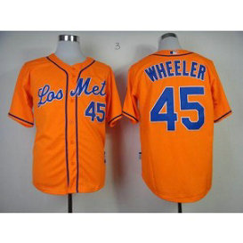 MLB Mets 45 Zack Wheeler Orange Los Mets Base Men Jersey