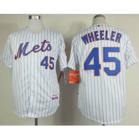 MLB Mets 45 Zack Wheeler White(Blue Strip) Home Cool Base Men Jersey