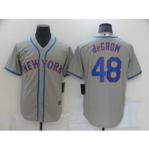 MLB Mets 48 DeGrom Grey Nike Cool Base Men Jersey