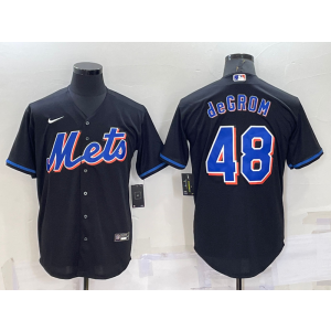 MLB Mets 48 Jacob DeGrom Black Nike Cool Base Men Jersey