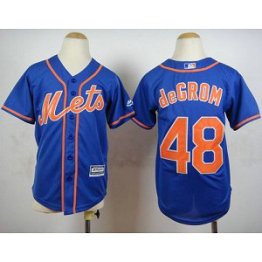 MLB Mets 48 Jacob DeGrom Blue Alternate Home Cool Base Youth Jersey