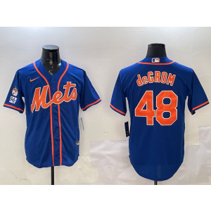 MLB Mets 48 Jacob DeGrom Blue Nike Cool Base Men Jersey
