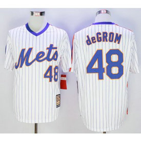 MLB Mets 48 Jacob deGrom White Cool Base Cooperstown Men Jersey