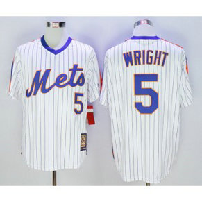 MLB Mets 5 David Wright White Cool Base Cooperstown Collection Men Jersey