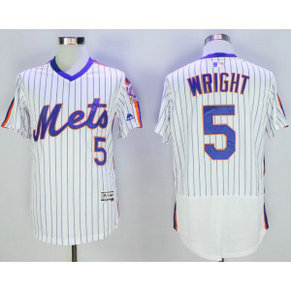 MLB Mets 5 David Wright White Cooperstown Collection Flexbase Men Jersey