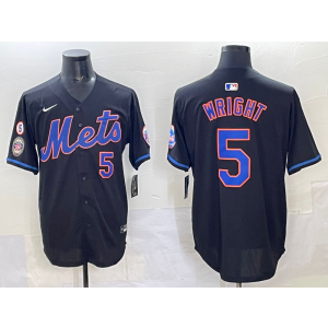 MLB Mets 5 Wright Black Nike Cool Base Men Jersey