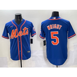 MLB Mets 5 Wright Blue Nike Cool Base Men Jersey