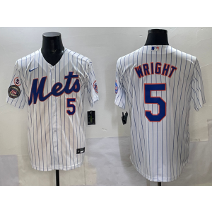 MLB Mets 5 Wright White Nike Cool Base Men Jersey