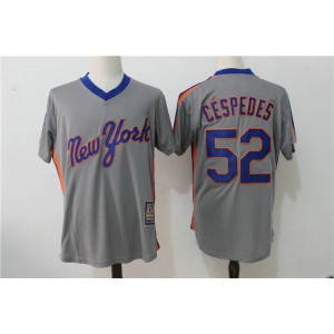 MLB Mets 52 Yoenis Cespedes Gray Cool Base Cooperstown Collection Men Jersey