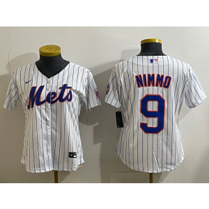 MLB Mets 9 Brandon Nimmo White Nike Cool Base Women Jersey