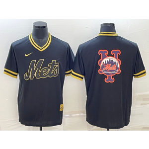 MLB Mets Black Baseball Logo Nike Thorwback Men Jersey