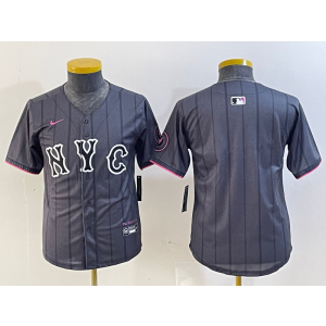 MLB Mets Blank Black 2024 City Connect Nike Cool Base Youth Jersey