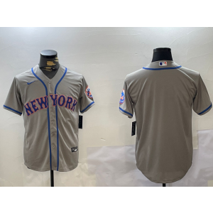 MLB Mets Blank Grey Nike Cool Base Men Jersey