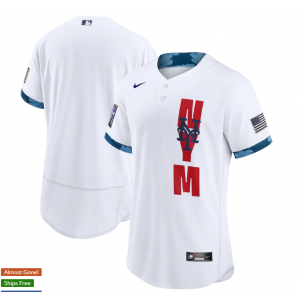 MLB Mets Blank White 2021 All-Star Flexbase Men Jersey