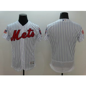 MLB Mets Blank White Stars and Stripes Flexbase Men Jersey