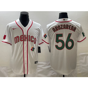 MLB Mexico 56 Arozarena White Nike Cool Base Men Jersey