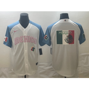 MLB Mexico Blank Blue Nike Cool Base Men Jersey