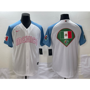 MLB Mexico Blank Blue White Nike Cool Base Men Jersey
