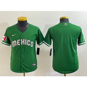 MLB Mexico Blank Green Nike Cool Base Youth Jersey