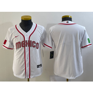 MLB Mexico Blank White Nike Cool Base Youth Jersey