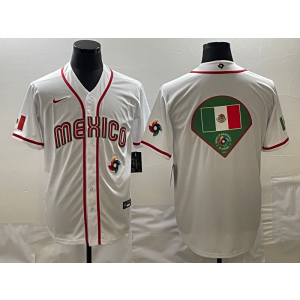 MLB Mexico White Blank Nike Cool Base Men Jersey