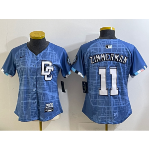 MLB Nationals 11 Ryan Zimmerman Blue 2025 City Connect Nike Cool Base Women Jersey