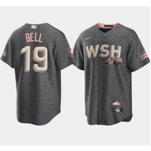 MLB Nationals 19 Josh Bell 2022 Gray City Connect Cherry Blossom Nike Cool Base Men Jersey