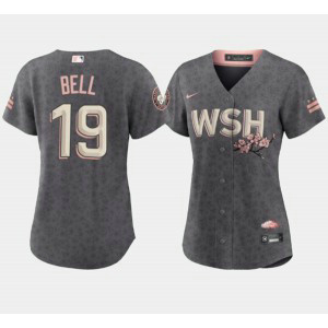 MLB Nationals 19 Josh Bell 2022 Gray City Connect Cherry Blossom Nike Cool Base Women Jersey(Run Small)