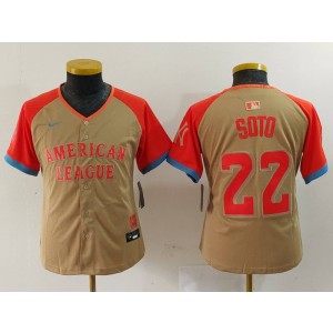 MLB Nationals 22 Juan Soto Cream 2024 All-Star Nike Cool Base Youth Jersey