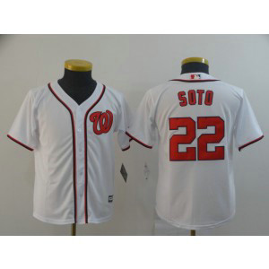 MLB Nationals 22 Juan Soto White Cool Base Youth Jersey
