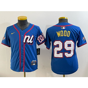 MLB Nationals 29 James Wood Blue 2025 All Star Nike Cool Base Youth Jersey