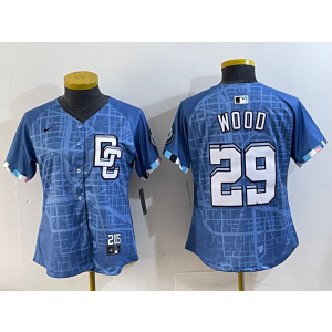 MLB Nationals 29 James Wood Blue 2025 City Connect Nike Cool Base Women Jersey