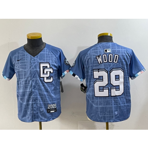 MLB Nationals 29 James Wood Blue 2025 City Connect Nike Cool Base Youth Jersey