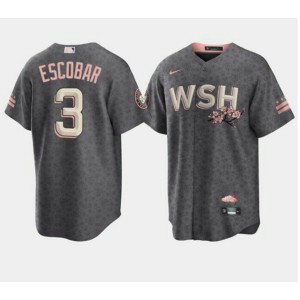 MLB Nationals 3 Alcides Escobar 2022 Gray City Connect Cherry Blossom Nike Cool Base Men Jersey