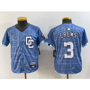 MLB Nationals 3 Dylan Crews Blue 2025 City Connect Nike Cool Base Youth Jersey