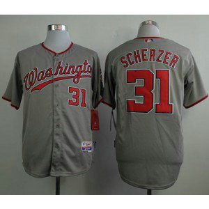 MLB Nationals 31 Max Scherzer Grey Cool Base Men Jersey