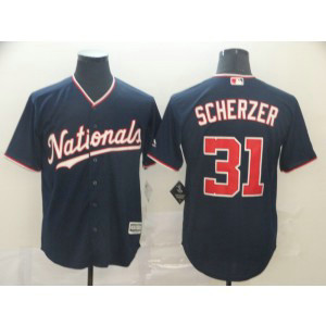 MLB Nationals 31 Max Scherzer Navy Cool Base Men Jersey