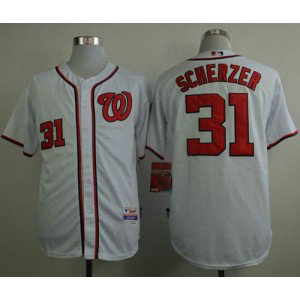 MLB Nationals 31 Max Scherzer White Cool Base Men Jersey