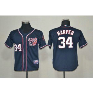 MLB Nationals 34 Bryce Harper Blue Youth Jersey