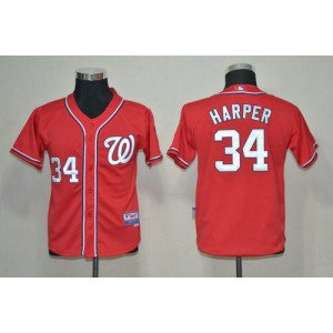 MLB Nationals 34 Bryce Harper Red Youth Jersey