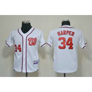 MLB Nationals 34 Bryce Harper White Youth Jersey