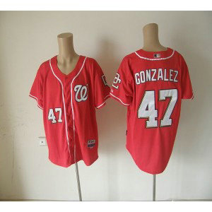 MLB Nationals 47 Gio Gonzalez Red Cool Base Men Jersey